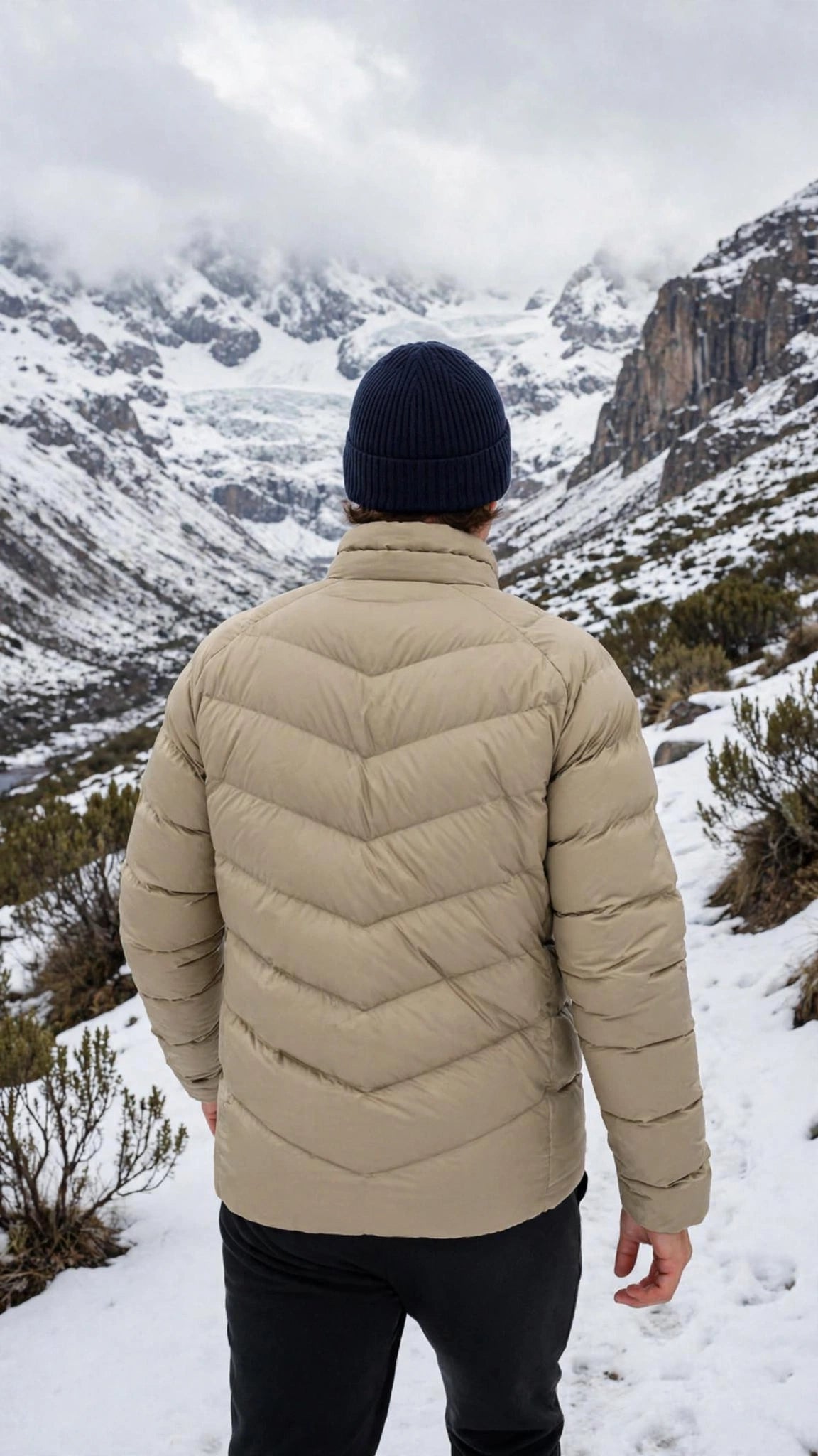 Pack Cordillera puma - Puffer warmCELL Beige + Beanie Azul