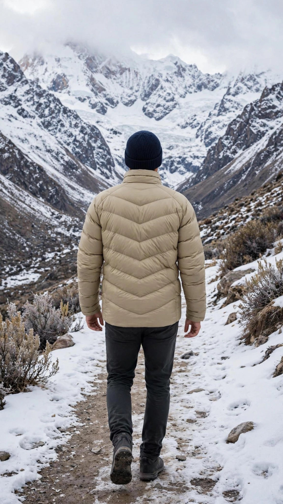 Pack Cordillera puma - Puffer warmCELL Beige + Beanie Azul